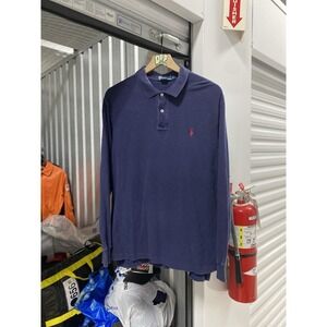 Polo by Ralph Lauren Men's Blue Collared Long Sleeve Polo T-shirt Size Large Men